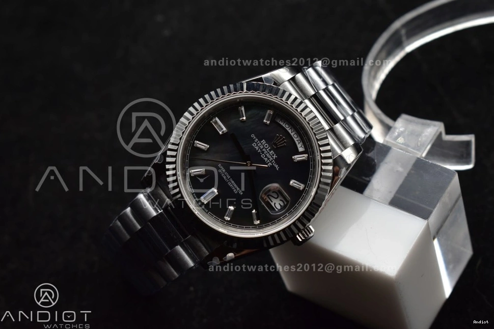 A2836 40 Weight) GMF Steel (Gain on Crystal President V3 Black Dial 904L Bracelet SS DayDate 0220